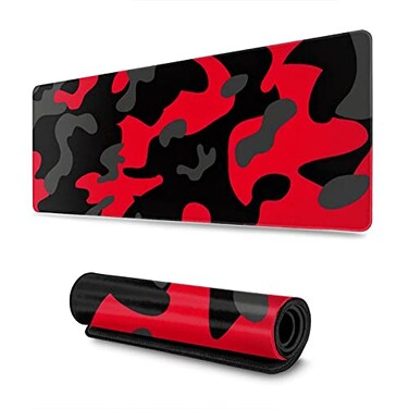Echoserein Red and Black Camo Camouflage Gaming Mouse Pad Large XL Long Extended Pads Big Mousepad Keyboard Mouse Mat Desk Pad Home Office Decor Accessories for Computer Pc Laptop