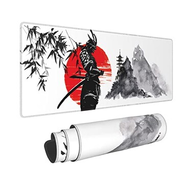 Yilad Watercolor Japanese Samurai Bushido Gaming Mouse Pad XL Non Slip Rubber Base Mousepad Stitched Edges Desk Pad Extended Large Mice Pad315 X 118 Inch