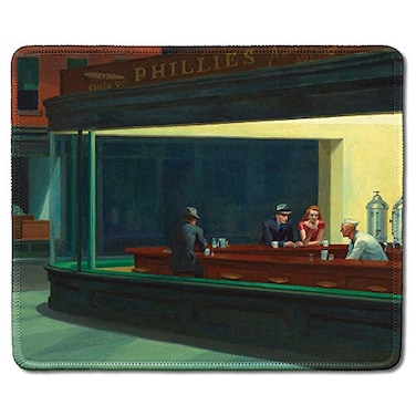 dealzEpic Art Mousepad Natural Rubber Mouse Pad Printed with Nighthawks by Edward Hopper Stitched Edges 95x79 inches
