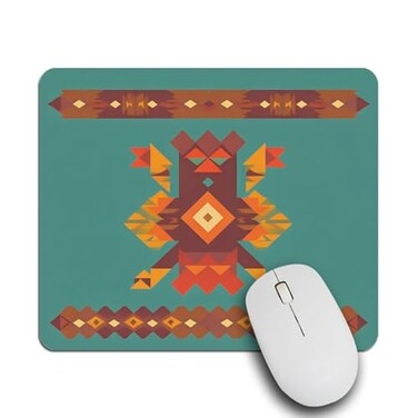 IBILIU Mouse Pad Colorful Navajo StyleNative American Style Southwest American Green Rectangle Mousepad NonSlip Rubber Base Computer Mouse Pad for Laptop Office Home 95 X 79 Inch