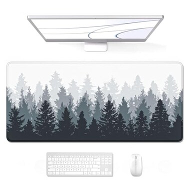 Auhoahsil Desk Mouse Pad Oversized Forest Desk Mat 354 x 157 Inch Extended Long Gaming Mousepad NonSlip Rubber Base Stitched Edges XXL Ultra Large Thin Full Desk Pad for PC Laptop Gaming Work