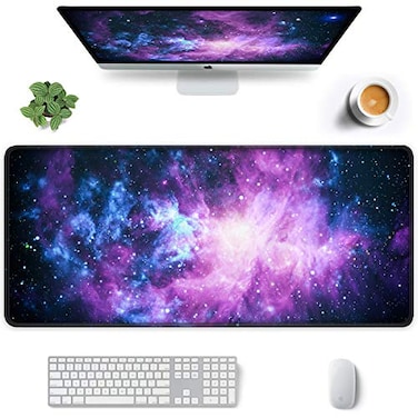 Auhoahsil Large Gaming Mouse Pad Galaxy Theme XXL 354 x 157 in Desk Pad Stitched NonSlip Rubber Long Computer Mousepad Thin Extended Full Size Desk Mat for Desktop Laptop Wireless Mice Purple