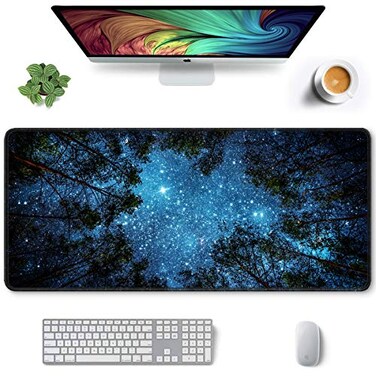Auhoahsil Large Gaming Mouse Pad Nature Theme XXL 354 x 157 in Desk Pad Stitched NonSlip Rubber Long Computer Mousepad Thin Extended Full Size Desk Mat for Desktop Laptop Wireless Mice Night Sky