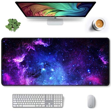 Auhoahsil Large Gaming Mouse Pad Galaxy Theme XXL 354 x 157 in Desk Pad Stitched NonSlip Rubber Long Computer Mousepad Thin Extended Full Size Desk Mat for Desktop Laptop Wireless Mice Purple