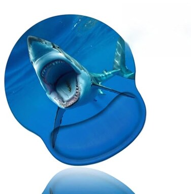 stmedazm Ergonomic Mouse Pad Wrist Support and Coffee Coaster Cute Wrist Rest Pad with NonSlip PU Base for Home Office Working Studying Easy Typing Pain Relief Great White Shark