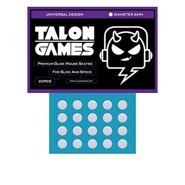 TALONGAMES Super Smooth Mouse Feet Skates Rounded Curved Edges Super Fast Smooth and Durable Sole for Universal 6mm x 20Pcs Gray