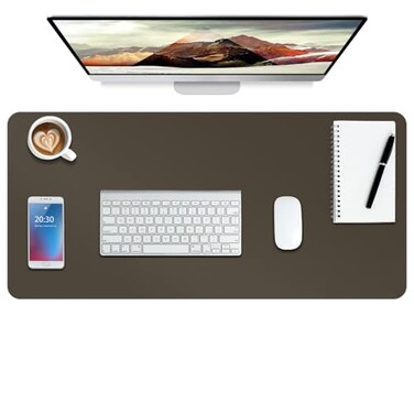 Boutilon Leather Desk Pad ProtectorNonSlip Mouse PadLaptop Desk PadOffice Mouse MatWaterproof Leather Desk BlotterDesk Writing Pad for Office and Home MCoffee30x14