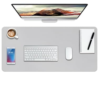 Boutilon Leather Desk Pad ProtectorNonSlip Mouse PadLaptop Desk PadOffice Mouse MatWaterproof Leather Desk BlotterDesk Writing Pad for Office and Home LGrey35x 17