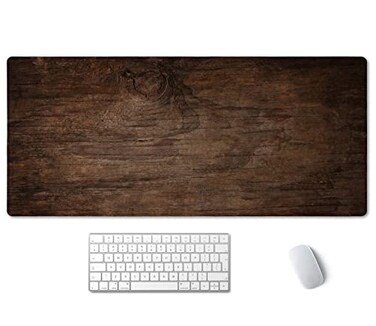 SSOIU Extended Gaming Mouse Pad 355x157 in Large NonSlip Rubber Base Mousepad with Stitched Edges Waterproof Keyboard Mouse Mat Desk Pad for Work Game Office Home Texture of Bark Wood