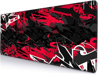 SANWUMIAN Mouse Pad Gaming Large XXL Mouse Pads NonSlip Rubber Base Mousepad Keyboard Mouse Mat Desk Pad with Stitched Edges 315x118 inch Black Red