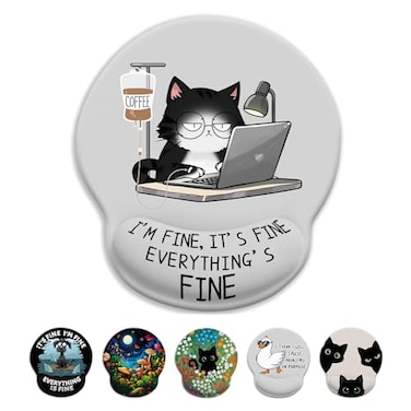 LIMKRIAN Cat Ergonomic Mouse Pad with Wrist Rest Gaming Mouse Pad with Wrist Support Funny Mouse Pads for Desk Computer Mousepad with NonSlip Pain Relief PU Base Cute Office Desk Accessories