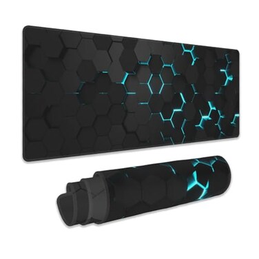 Meikosks Gaming Mouse Pad Blue Honeycomb Science Technology Extended Mouse Pad Gaming LargeBig Desk Mat with NonSlip Base and Stitched EdgeLong Computer Keyboard Mouse Mat for Home Office Work 315x118