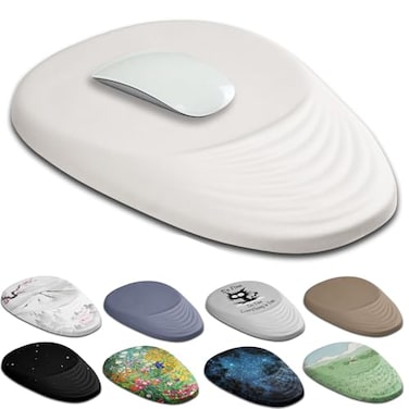 Armanza Ergonomic Mouse Pad Wrist Support White Mouse Pad with Wrist Rest Entire Memory Foam NonSlip PU Base MousePads with Massage Design for Pain Relief Desk Office 12 x 8 x 12 Inch