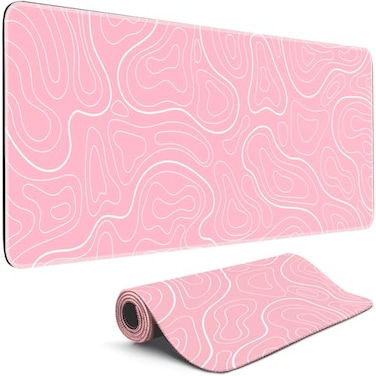 TLZA Gaming Mouse Pad Big Mousepad with NonSlip Rubber Base 315 x 118 in XL Large Desk Mat for Gaming Home Office Long Keyboard Pad Mouse Mat for Computer with Stitched Edges Pink Topographic