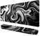 Rcege Large Gaming Mouse Pad Black and White Mouse Pad with Stitched Edges Extended XL Mousepad with AntiSlip Rubber Base Ink Liquid Wave Desk Mat for Keyboard and Mouse315x158 inch