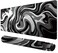 Rcege Large Gaming Mouse Pad Black and White Mouse Pad with Stitched Edges Extended XL Mousepad with AntiSlip Rubber Base Ink Liquid Wave Desk Mat for Keyboard and Mouse315x158 inch