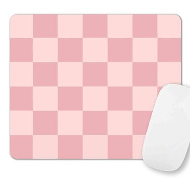 SXCKANG Pink Mouse Pad Checkered Pattern Mousepad Square Premium Texture Computer Cute Mouse Pad Design for Office Work Home NonSlip Rubber Gaming Mouse Pads for Computer Laptop Modern Aesthetic