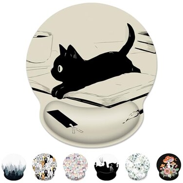 XSXXSC Ergonomic Mouse Pad with Wrist SupportKawaii Anime Black Cat Mouse Pad with Wrist RestRelieve Wrist Pain Mousepad NonSlip Rubber BaseMouse Pads for DeskComputersLaptopOfficeHomeAccessories