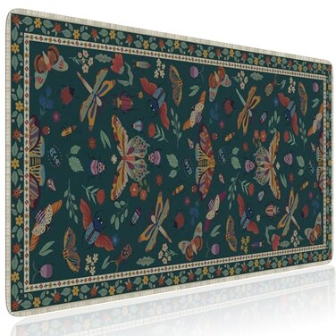 HAOCOO Large Desk Mat for Keyboard and Mouse XXL NonSlip Office Mouse Pad with Edge Stitching Dark Green Desktop Protective Mat