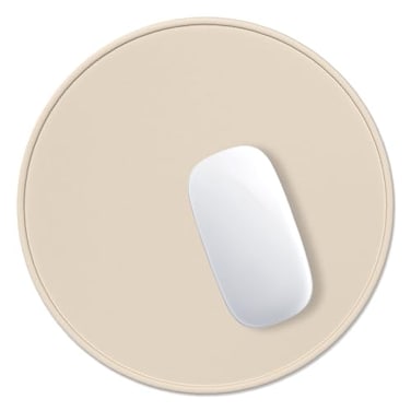 Hsurbtra Mouse Pad PremiumTextured Small Round Mousepad 87 x 87 Inch Beige Stitched Edge AntiSlip Waterproof Rubber Pretty Cute Computer Mat for Office Home Gaming Laptop Men Women Kids