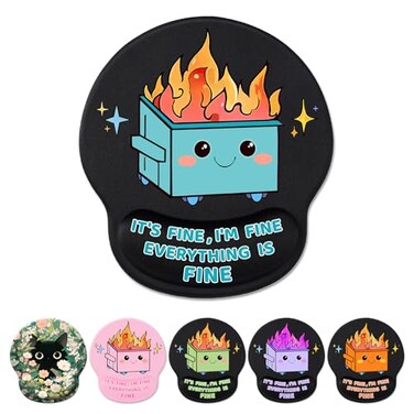Hancynir Cute Funny Ergonomic Mouse Pad Wrist Support Dumpster on Fire Gel Mouse Pads with Wrist Rest Comfortable Pain Relief Mousepad with NonSlip PU Base for Gaming Work Desk Accessories Office Deco