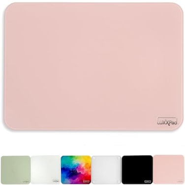 Glassboard Studio LuxxPad Glass Mouse Pad Mouse Pad Gaming and Dry Erase Note Taking Pad Tempered Strong Glass with Rubber NonSlip Feet for Gaming Work Blush Pink 10 x 14