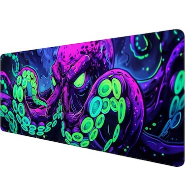 HZWFZB Octopus Desk Mat Gaming Mouse Pad Neon Cthulhu Monster Cool XL Mouse Pad Large Mousepad Extended Laptop Keyboard Mat Gaming Desk Pad Mouse Mat Office Computer Keyboard Laptop Home 315x118