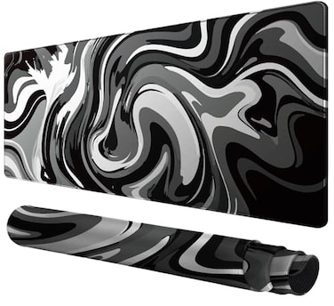 Rcege Large Mouse Pad for Desk Gaming Mouse Pad with Stitched Edges AntiSlip Base for Keyboard and MouseBlack White Abstraction 236L x 118W inches