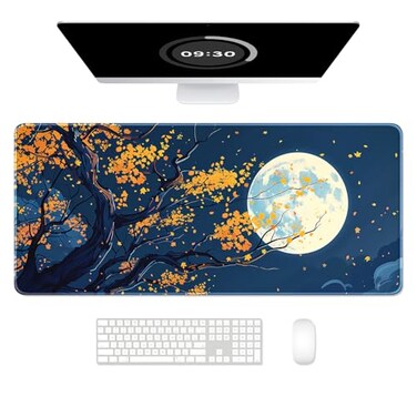 Auhoahsil Large Gaming Mouse Pad Nature Theme XXL 354 x 157 in Desk Pad Stitched NonSlip Rubber Long Computer Mousepad Thin Extended Full Size Desk Mat for Desktop Laptop Wireless Mice Maple