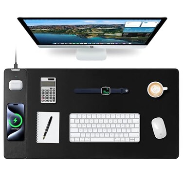 ExtreLife Mouse Pad with Wireless Charging Gaming Mouse Pad with UltraSmooth Surface Large XXL Desk Mat NonSlip Mouse Mat Waterproof Computer Keyboard Pad for Gaming Desk Office PC 800x400x4MM Black