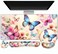 ToLuLu Gaming Mouse Pad Large Desk Mat Cute Desk Pad Protector 4in1 XXL Mousepad Keyboard Wrist RestMouse Wrist RestCoaster Set with Ergonomic Desk Pad for Home Office PC Computer Butterflies Flowers
