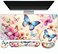 ToLuLu Gaming Mouse Pad Large Desk Mat Cute Desk Pad Protector 4in1 XXL Mousepad Keyboard Wrist RestMouse Wrist RestCoaster Set with Ergonomic Desk Pad for Home Office PC Computer Butterflies Flowers
