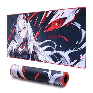 Redragon EISA P047L Anime Gaming Mouse Pad Smooth Spandex Surface AntiSlip Rubber Base SpillResistant Durable 5mm Thick Design 35 x 16 inches Black