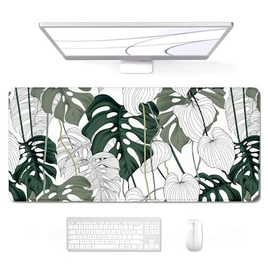 Auhoahsil Desk Mouse Pad Large Gaming Mousepad XXL Desk Pad Extended Long Superior MicroWeave Cloth NonSlip Rubber Big Computer Mouse Mat for Gamer Office Home 35 x 15 Abstract Monstera
