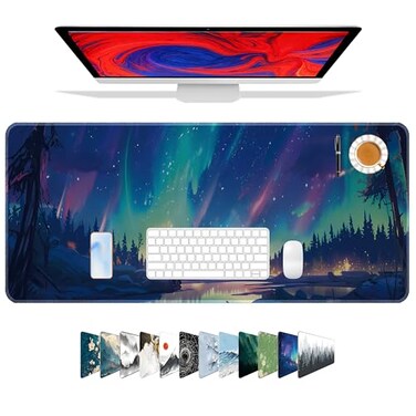 Galdas Mouse Pad for GamingAurora Background Pattern XXL XL Large Mouse Mat Long Extended Mousepad Desk Mat NonSlip Rubber Mice Pads Stitched Edges Thin 315 x 118 x 012 Inches