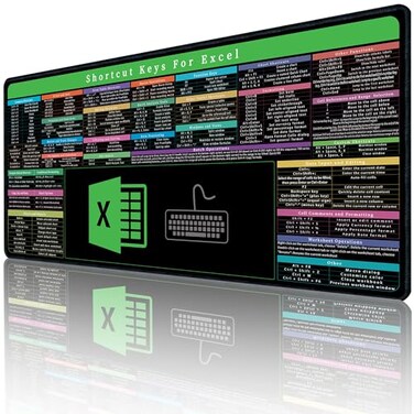 Raryine Excel Cheat Sheet Desk pad with Keyboard Area 150 Excel Shortcuts Mouse Pad for Home Work Gaming PC Computer NonSlip Waterproof 315 x 118