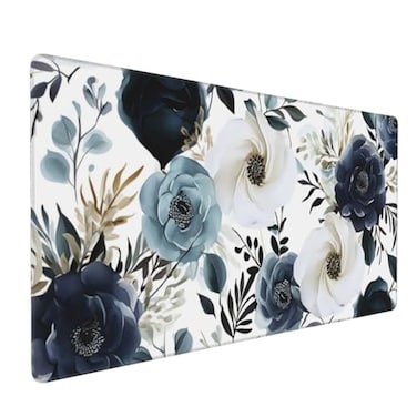 KOBWOPI 354 x 157 in XXL Large Mouse Pad for Desk Extended Keyboard Mouse Mat for Computer Office Big Laptop Mouse pad Gaming PcBoho Navy Blue Peony Florals