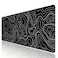 HGWALP Black Topographic Large Gaming Mouse Pad Extended XXL900 400 3MM Mouse Mat Long Desk Pad with Stitched Edges for Keyboard Home Office Gaming Work Big Desk Mat