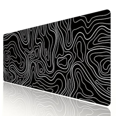 HGWALP Black Topographic Large Gaming Mouse Pad Extended XXL900 400 3MM Mouse Mat Long Desk Pad with Stitched Edges for Keyboard Home Office Gaming Work Big Desk Mat