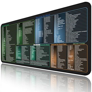 secret corner excelWordWindowspowerpoint Cheat Sheet MousepadExtra Large Office Desk Accessories Desk matOffice Keyboard Shortcuts Mouse pad NonSlip for Computer Gaming Mouse pad 276x118