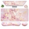 WB WEIRDBEAST 4in1 Large Gaming Mouse Pad Keyboard Wrist Rest Pad Wrist Support Mousepad Set Extended Desk Pad Waterproof Desk Mat for Home Office Study GamePink Gold Marble