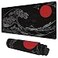 KOAIWPAE Desk Mat Black Japanese Style Wave and Red Sun Extended Gaming Mouse Pad Large 354x157 Big Mouse Pad with NonSlip Base and Stitched Edge Long Computer Keyboard Mouse Mat for Home Office Work