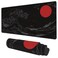 KOAIWPAE Desk Mat Black Japanese Style Wave and Red Sun Extended Gaming Mouse Pad Large 354x157 Big Mouse Pad with NonSlip Base and Stitched Edge Long Computer Keyboard Mouse Mat for Home Office Work