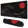 KOAIWPAE Desk Mat Black Japanese Style Wave and Red Sun Extended Gaming Mouse Pad Large 354x157 Big Mouse Pad with NonSlip Base and Stitched Edge Long Computer Keyboard Mouse Mat for Home Office Work
