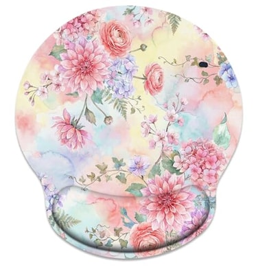 Britimes Ergonomic Mouse Pad with Wrist Support Pink Flowers Peonies Floral NonSlip Rubber Base Mousepad for Home Office Gaming Working Computers Laptop Easy Typing Pain Relief
