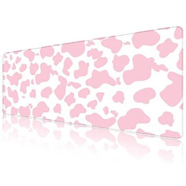 Deokke Extended Large Computer Gaming Mouse Pad Desk Mat315157 inDesk Pad with NonSlip Base and Stitched EdgesSuitable for Work Office Large Gaming Mouse Pad Desktop PadPink Cow