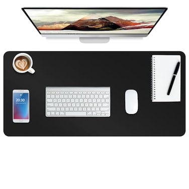 Boutilon Leather Desk Pad ProtectorNonSlip Mouse PadLaptop Desk PadOffice Mouse MatWaterproof Leather Desk BlotterDesk Writing Pad for Office and HomeLaptop Blotter MBlack30x14