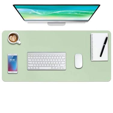 Boutilon Leather Desk Pad ProtectorNonSlip Mouse PadLaptop Desk PadOffice Mouse MatWaterproof Leather Desk BlotterDesk Writing Pad for Office and Home MGreen30x14