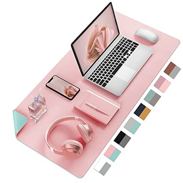 Aothia DoubleSided PU Leather Desk Pad NonSlip Large Mouse Pad Desk Mat for Office Home Waterproof Easy to Clean Durable DualSided Surface 236x137 Pink