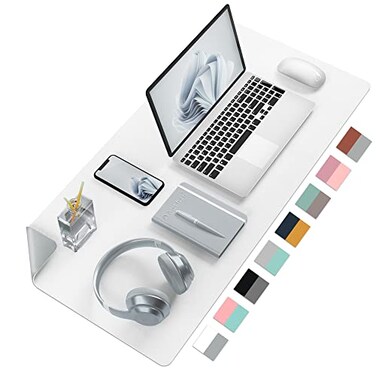 Aothia DoubleSided PU Leather Desk Pad NonSlip Large Mouse Pad Desk Mat for Office Home Waterproof Easy to Clean Durable DualSided Surface 236x137 White